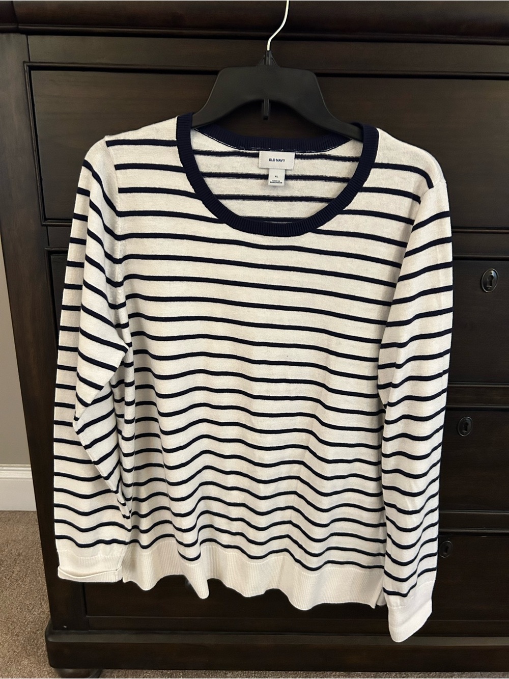 NWOT Old Navy Navy and White Striped Crewneck Sweater XL
